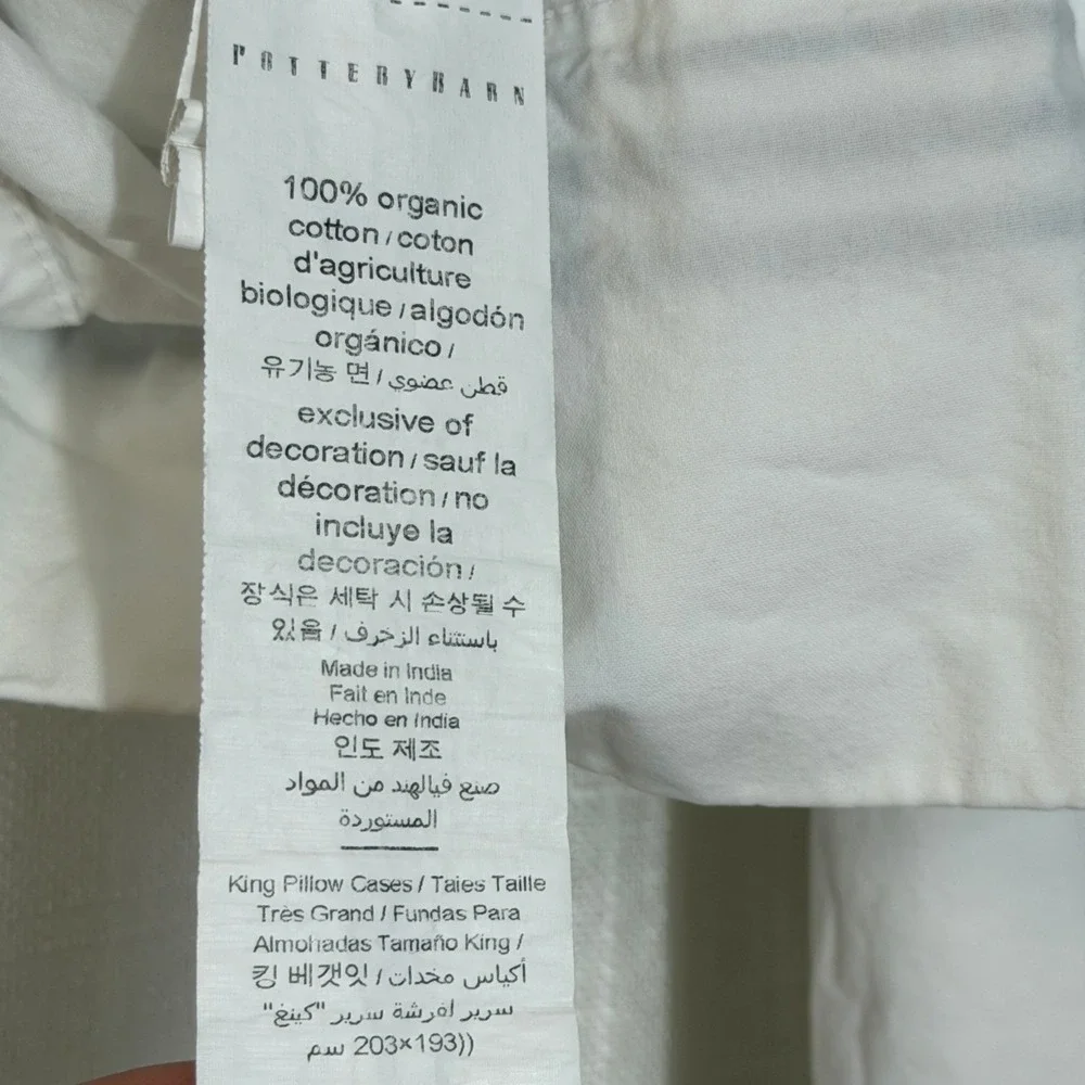 Pottery Barn Grand Organic Percale King Duvet Set Sham‎ Pillowcases White Navy